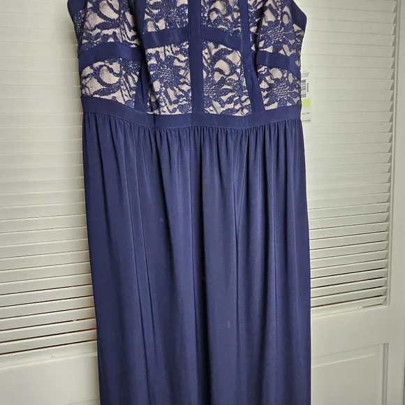 R&M Richards Women's Navy and Taupe Maxi Length Dress Gown Size 18W - Picture 4 of 11